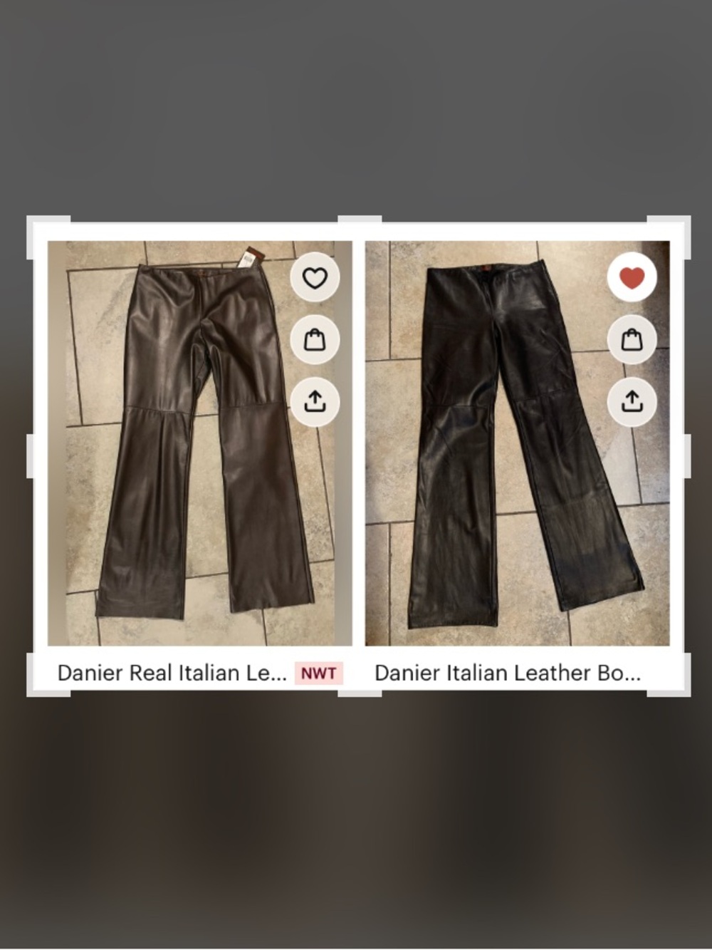Danier Italian Leather Pants Bundle Size 10 Brown NWT + Black EUC Bootcut